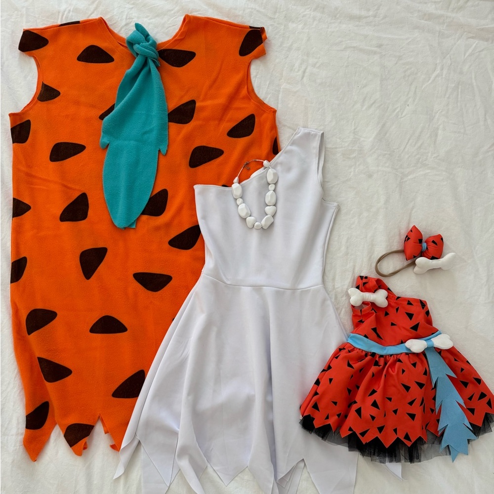 FLINSTONES FAMILY COSTUME BUNDLE: FRED, WILMA & PEBBLES